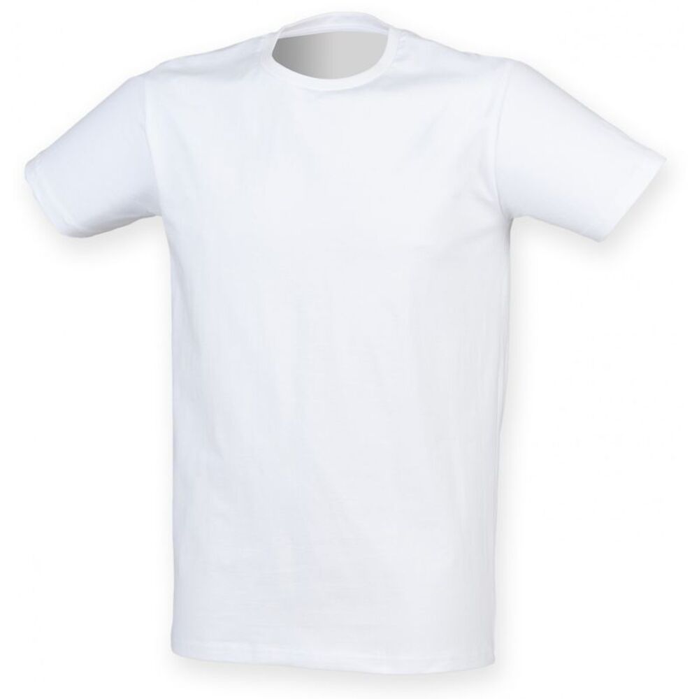 Skinni Fit Men Mens Feel Good Stretch Short Sleeve T-Shirt / White